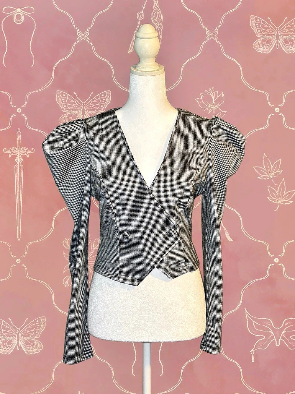 Houndstooth Cropped Blazer